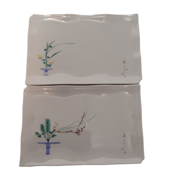 5 Japanese Porcelain Rectangular Handpainted Appetizer Dessert Sushi Plates - Picture 4 of 14